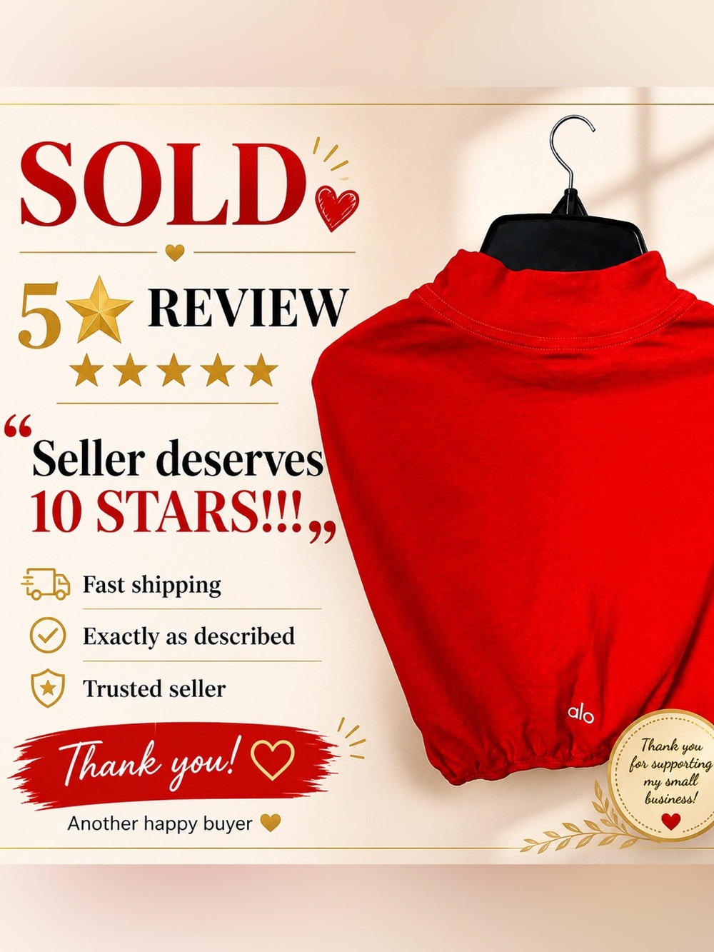 SOLD • ALO Yoga Red Crop Tee XS | 5⭐ Review